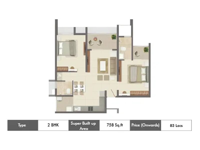 2 BHK floor plan